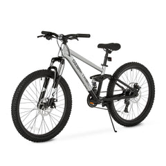 24" Ozark Trail FS.1 Epictrail Full Suspension Mountain Bike, for Teens and Adults, Heights Between 4'6" - 5'6", Silver