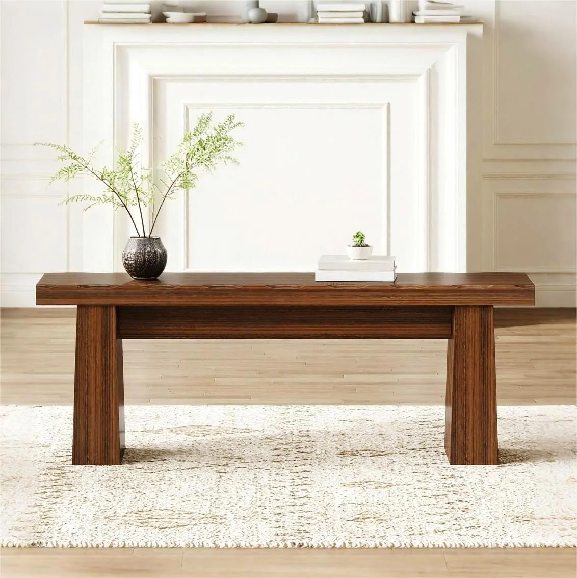 Fnova 48" Wooden Two - Person Backless Entryway Bench with Under - Bench Storage for Outdoor Garden, Living Room, Bedroom, Dining Room, Hallway