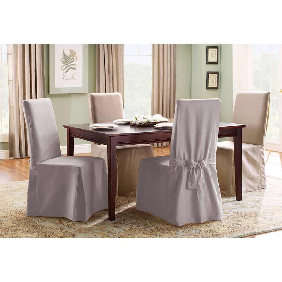SureFit Duck Long Dining Chair Slipcover ,Gray