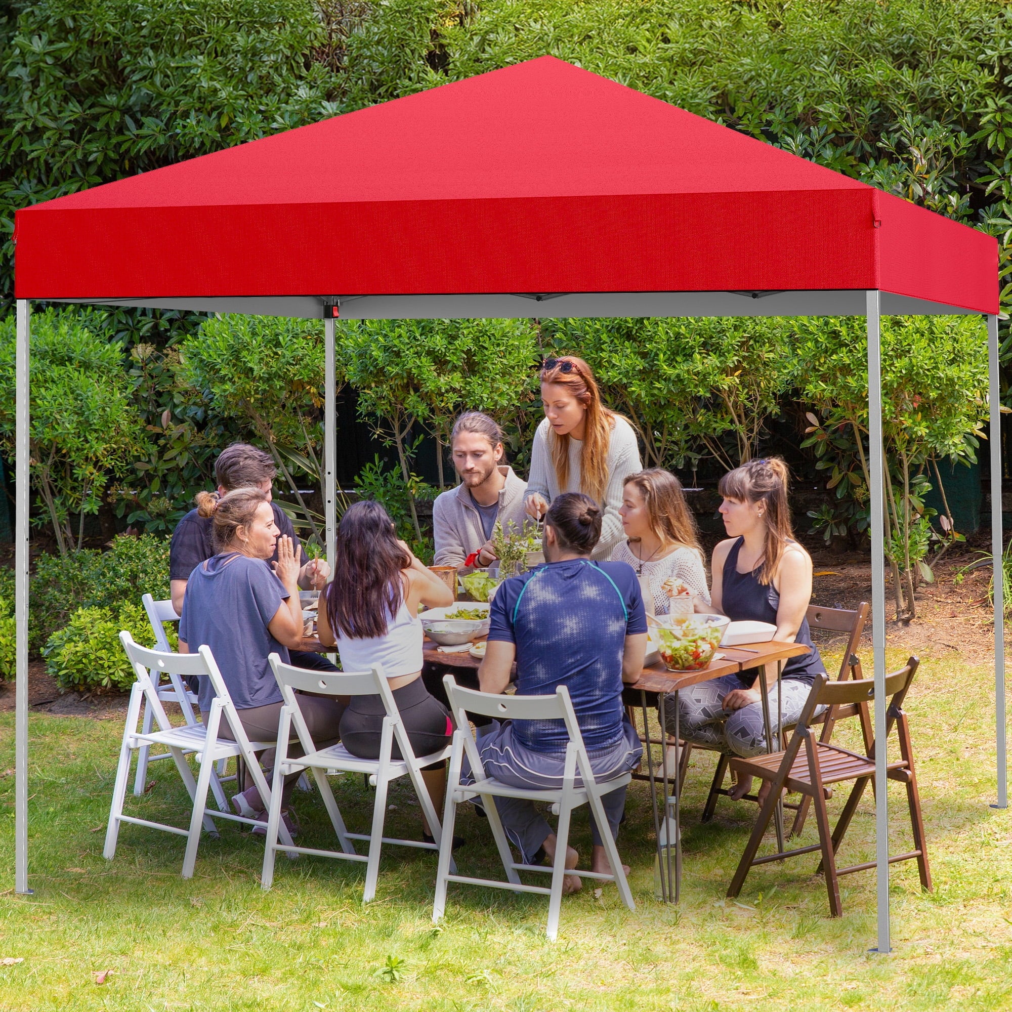 GVDV Canopy Tent, 10x10 Ft Easy Pop up Outdoor Canopy Tent, Portable Straight Leg Gazebo Instant Canopy, Blue