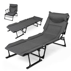 Tangkula 3 in 1 Folding Camping Cot Comfy Padded Convertible Single Sofa Chair