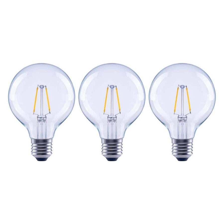 Ecosmart 25-Watt Equivalent G25 Dimmable Globe Clear Glass Filament LED Vintage Edison Light Bulb Daylight (3-pack)