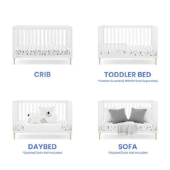 Delta Children Austin Acrylic 4 - in - 1 Convertible Baby Crib - Greenguard Gold Certified. Bianca White/Natural