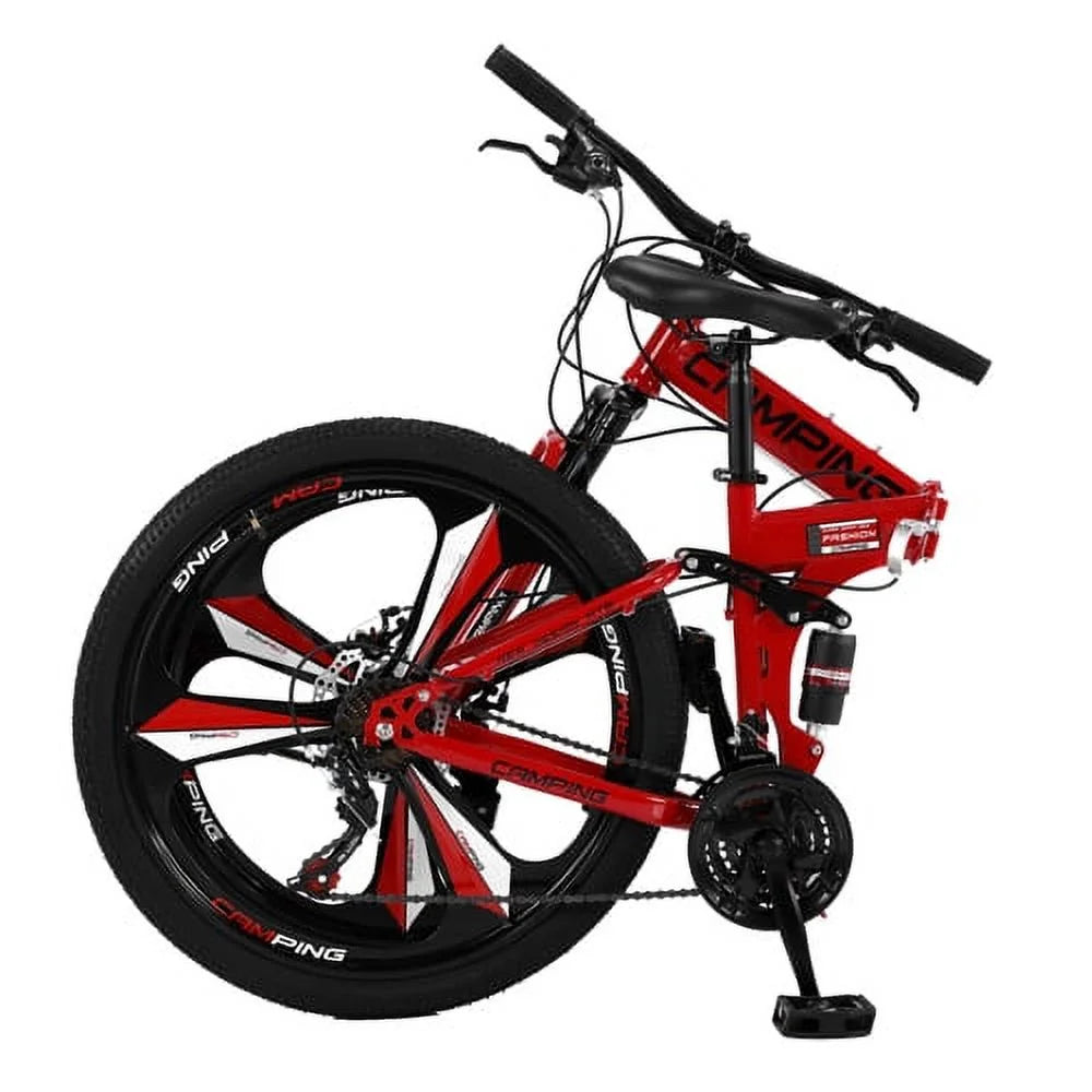 Zimtown 26" Folding Mountain Bike, Shimano 21 Speed MTB Bicycle for Adults, Black