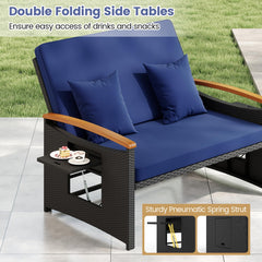 Tangkula Patio Rattan Daybed with 4-Level Adjustable Backrest
