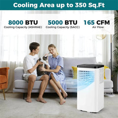 8000 BTU Portable Air Conditioner, 3-in-1 AC Unit, Fan & Dehumidifier with Sleep Mode, 24H Timer & Window Kit for Rooms up to 350 Sq. Ft