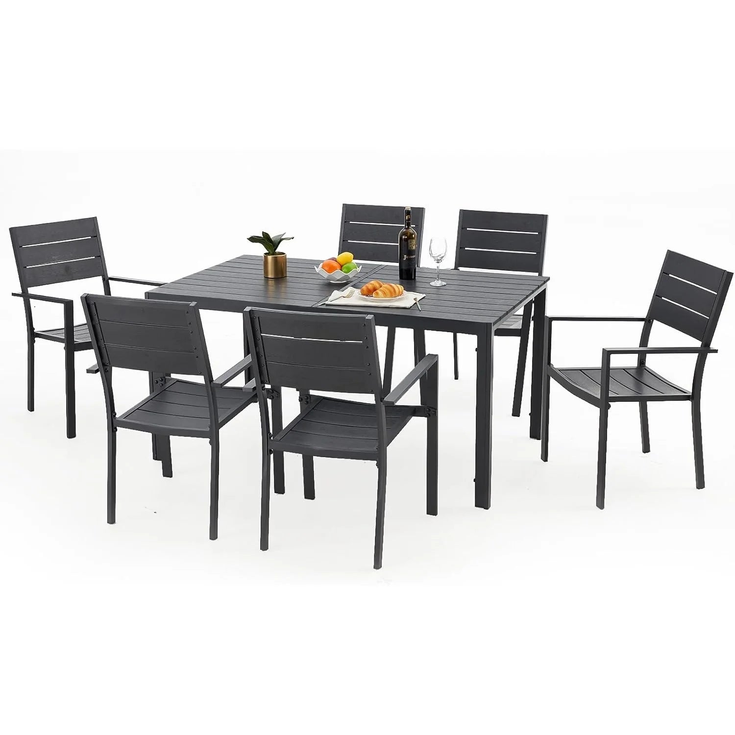 AECOJOY 60" Outdoor Dining Table, Aluminum Patio Table for 6