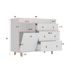 OXYLIFE 45" Baby Nursery Changing Table Dresser with 4 Drawers and Shelf for Nursery Room, White