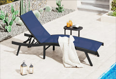 AECOJOY Outdoor Chaise Lounge, All Weather Pool Lounge Chairs Ergonomic Design (Navy, 1 PCs)