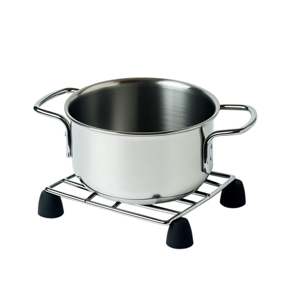 Zaldy Telescopic Trivet - Expandable Stainless Steel Pot Stand for Large Roasting Pans - Heat Resistant Heavy Duty Kitchen Cooling Rack - Modern Silver/Black