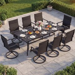 Tangkula 9 Piece Outdoor Dining Set 76” Rectangular Patio Table