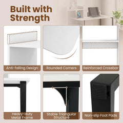 Tangkula 43.5" Study Desk with Ergonomic Monitor Stand & Storage Shelves