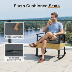 Tangkula 3 Pieces Outdoor Rocking Chairs Set for Garden