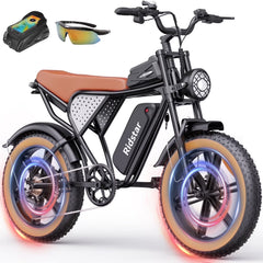 Ridstar Electric Biycle for Adults, 1200W 32MPH, 48V 20AH Electric Dirt Bike, 20" Fat Tire 7 Speed Mountain Bike UL2849