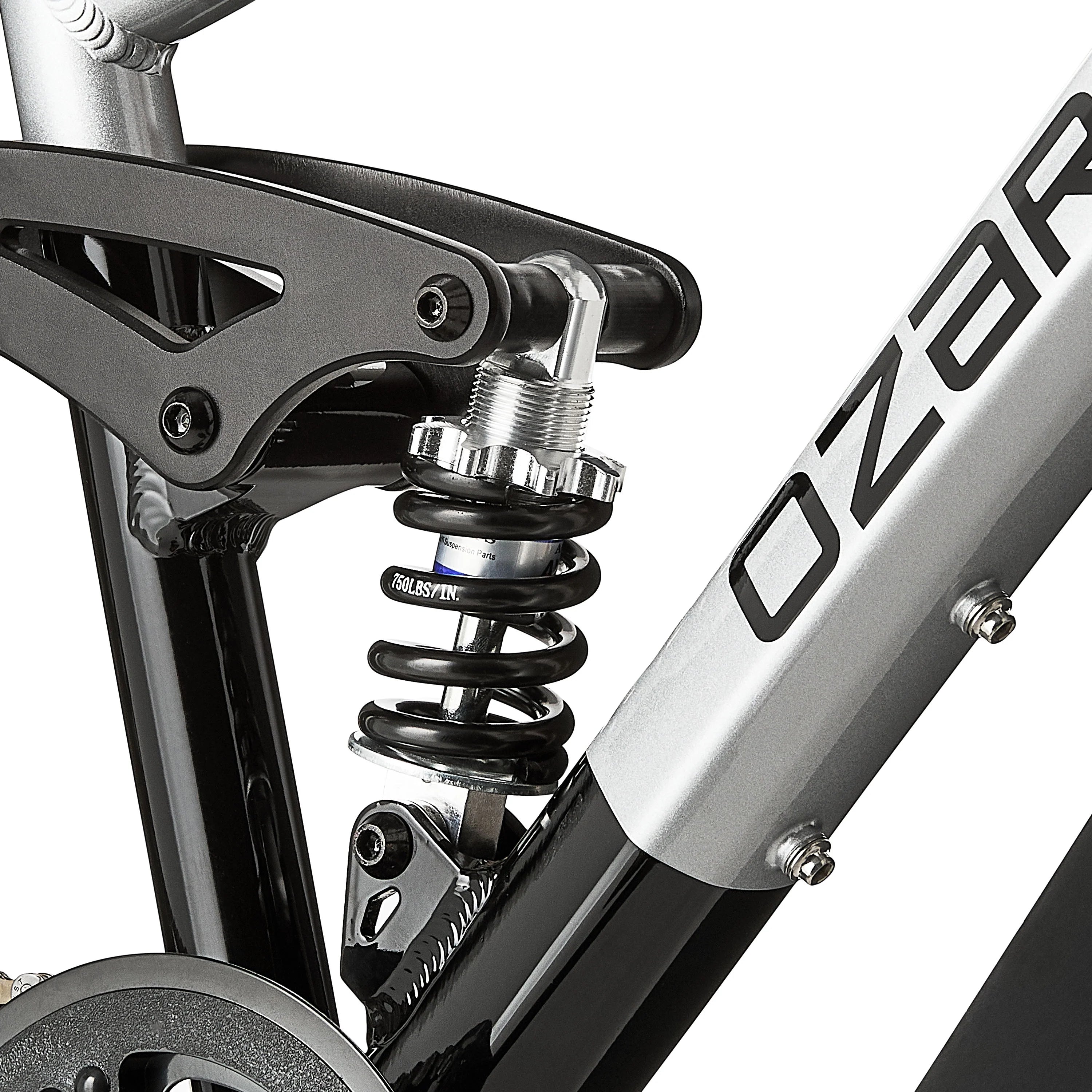 24" Ozark Trail FS.1 Epictrail Full Suspension Mountain Bike, for Teens and Adults, Heights Between 4'6" - 5'6", Silver