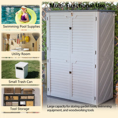 AECOJOY 61.6 Cu.ft Outdoor Resin Storage Shed with Easy Lift Hinges & Adjustable Divider