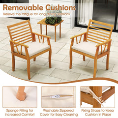 Tangkula Outdoor Table and Cushioned Chairs Set with 1.97” Umbrella Hole