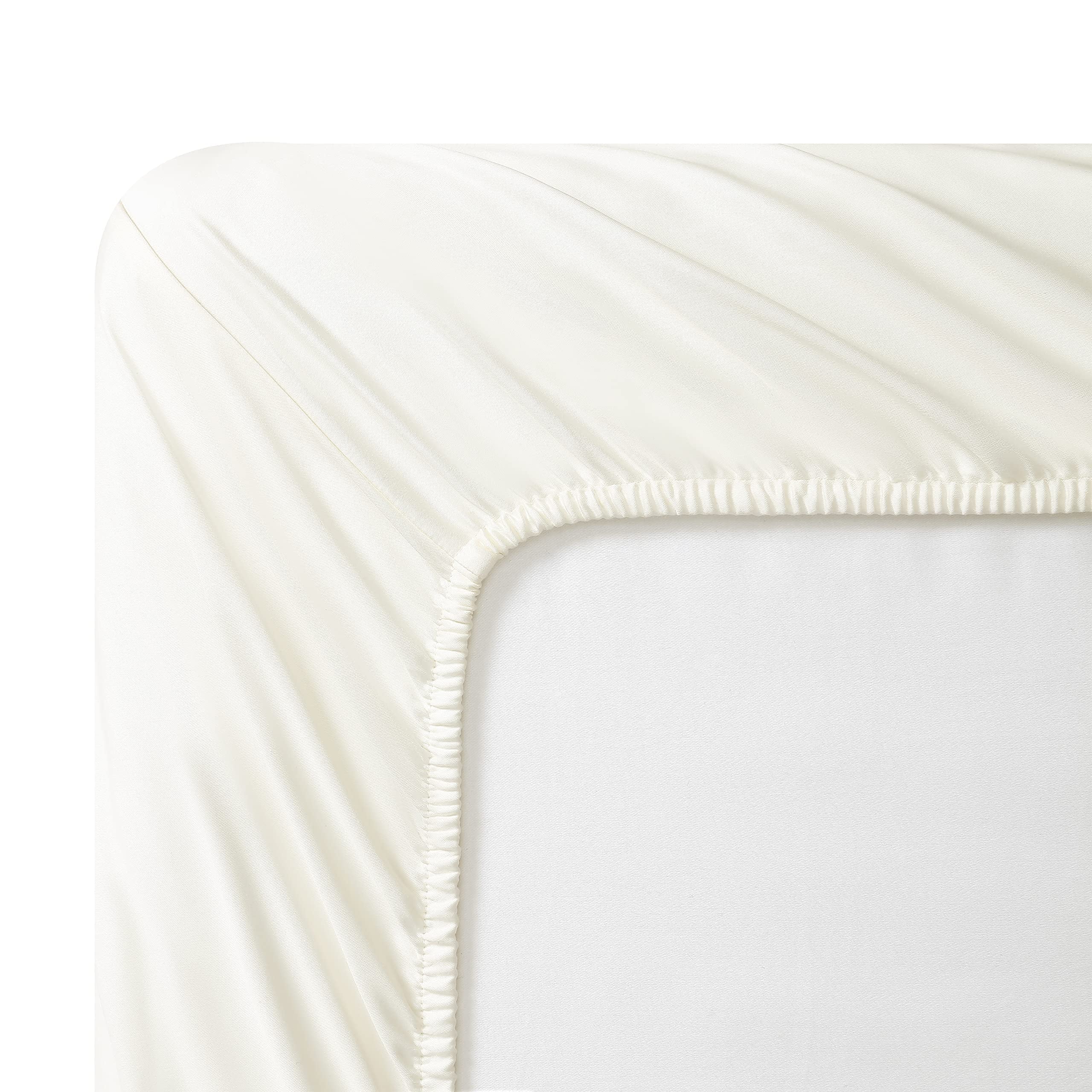 Vera Wang - 4 Pieces, Queen Sheet Set, Luxury Sateen Cotton Bedding, 800 Thread Count, Soft & Smooth Home Decor (Ivory, Queen)