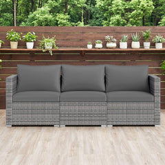 Tangkula Outdoor Patio 3 Seat Sofa Set | PE Rattan Modular Cushioned Sectional Couch Furniture Set