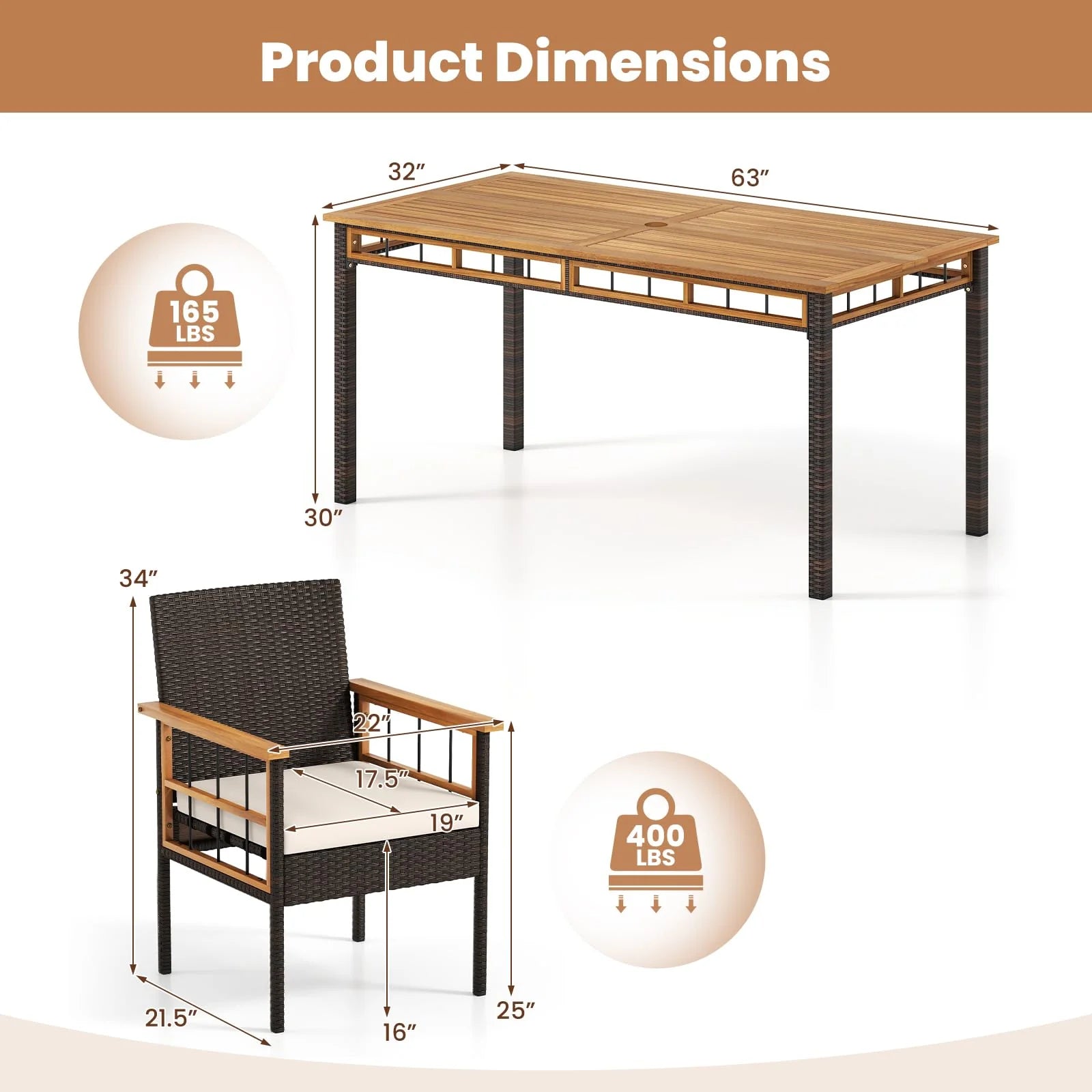 Tangkula 7 Pieces Wicker Patio Dining Set