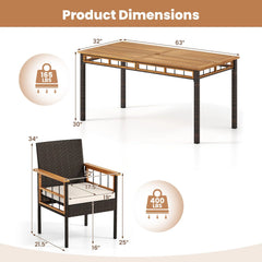 Tangkula 7 Pieces Wicker Patio Dining Set
