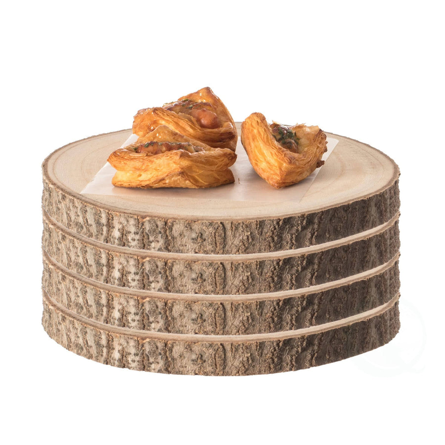 Vintiquewise Home Decor Natural Wooden Bark Slice Tray Large Rustic Table Charger Centerpiece, Set of 4