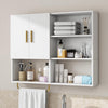 Bathroom Wall Cabinet Solid Wood Large Wall Mounted Medicine Cabinet with 2 Doors and 4 Open Shelves Over Toilet Storage Cabinet with Towel Bar (White)