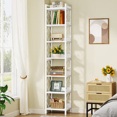 Tribesigns 78.7 in Tall Narrow Bookshelf, Freestanding 7 - Tier Bookcase, Skinny Corner Storage Organizer for Home Office