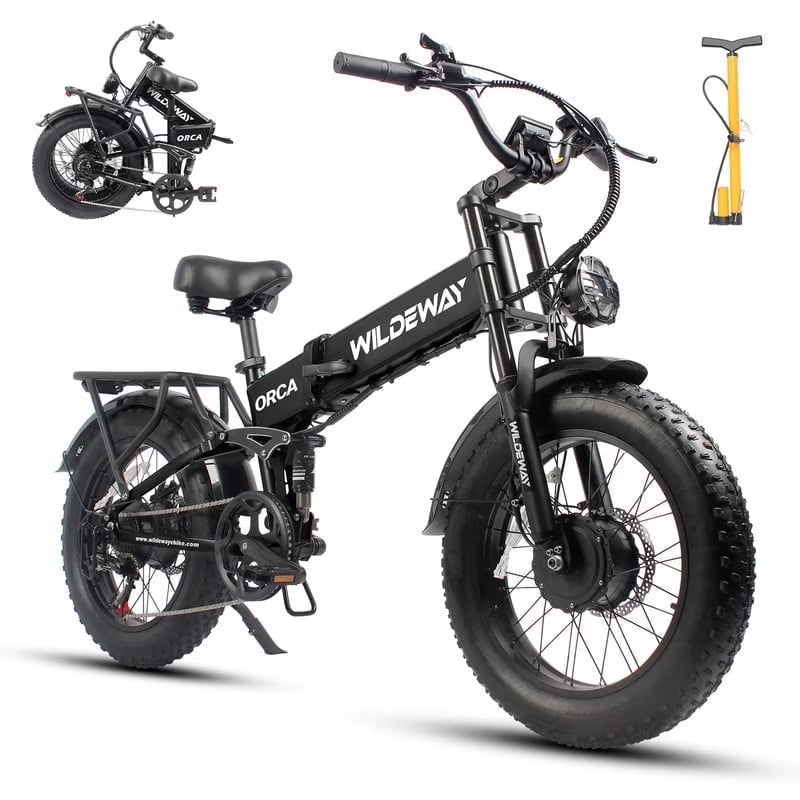 Folding AWD Dual Motor Electric Bike for Adults 20*4.0'' 2300w UL2849 48v 20ah, 7 Speeds, Fat Tire Ebike up to 28MPH Off Road E - Mountain Bike Dual Hydraulic Disc Brakes&Suspension Electric Bicycles