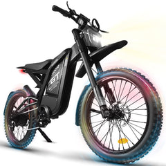 OUXI GT2000 Electric Dirt Bike for Adults, 3000W Peak Electric Motorcycle, 37MPH Electric Bike, 48V 30ah Battery, 85+Miles Mountain Bike, 24" Fat Tire Ebike, Hydraulic Brakes, Full Suspension, UL2849