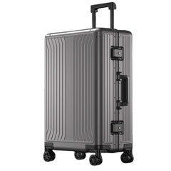 All Aluminum Magnesium Hardshell Carry on Luggage with Wheels, Modern Zipperless Hardshell Checked Luggage with TSA Lock, Airline Approved Metal Suitcase Travel Metal Rolling Luggage
