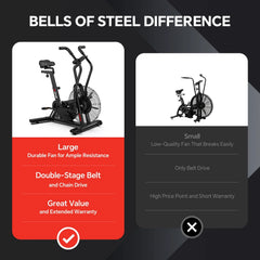 LNOW Commercial Built - in Bluetooth Fan Exercise Bike, Adjustable Air Resistance with Dual - Action Handlebars, Heavy Duty Indoor Cycling Bike for Home Gym Traininning, 350 lb Arm/Leg Cardio Workout