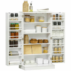 Spaco 17 - Tier Kitchen Small Pantry Cabinet with 2 Doors and 6 Adjustable Shelves, Cabinet Pantry, Freestanding 5 - Tier Shelving Pantries for Kitchen Storage, Gray