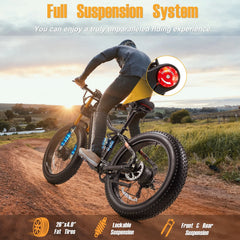 Dual Motors AWD 2000W Electric Bike for Adult 26'', UL2849 48V 30AH Removable Battery E - Mountain Bike 4.0 Fat Tire up to 35MPH&120miles Long Range Off - Road Ebike Beach Dual Hydraulic&Brakes E - Bicycle